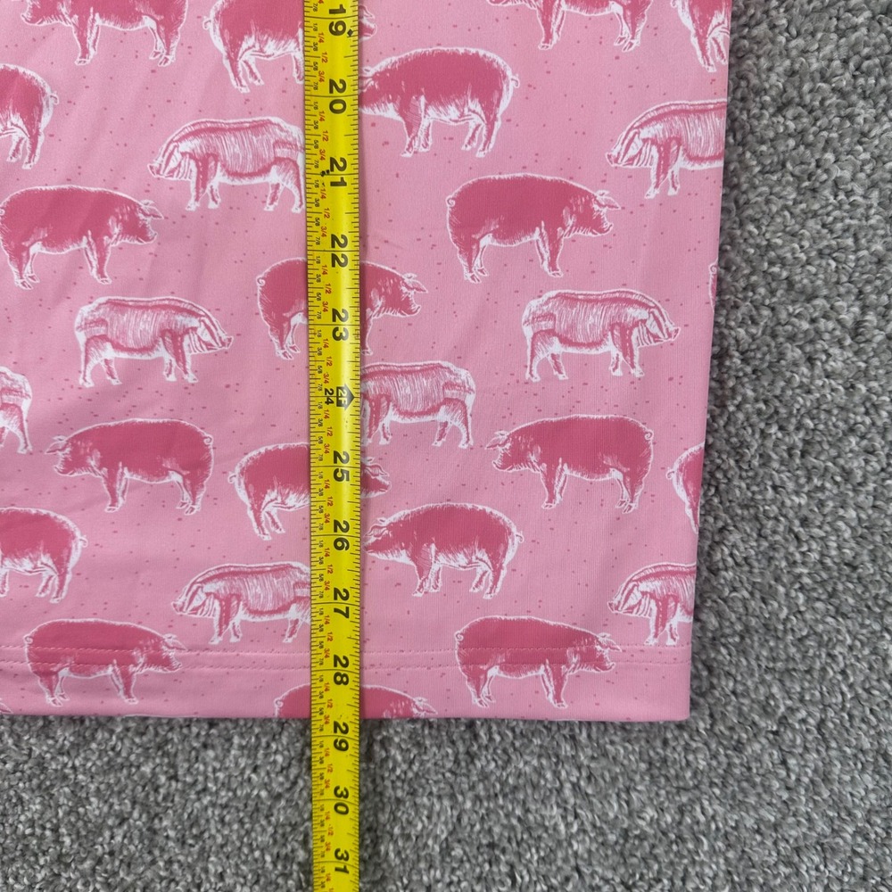 Waggle Hog Heaven Polo Mens Large Pink Pig Print Performance Golf Shirt NEW - Picture 4 of 6